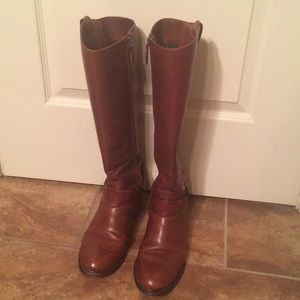 Tory Burch Derby Riding Boots Almond